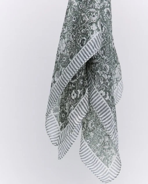 YERSE Bandana 100% Seda floral caqui New