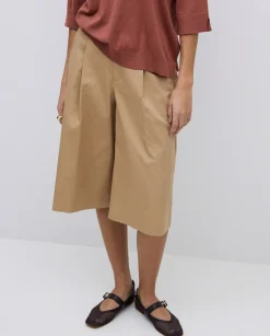 YERSE Bermudas tejido gabardina camel Hot