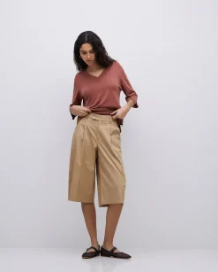 YERSE Bermudas tejido gabardina camel Hot