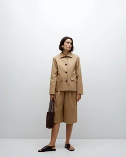 YERSE Bermudas tejido gabardina camel Hot