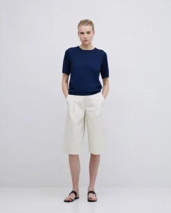 YERSE Bermudas tejido gabardina blanco roto Outlet