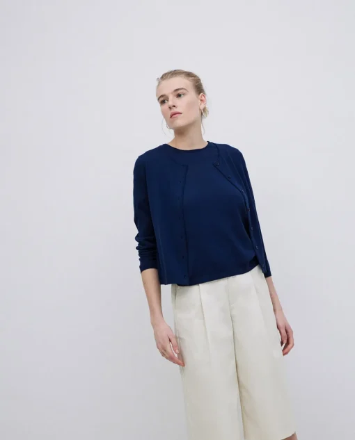 YERSE Bermudas tejido gabardina blanco roto Outlet
