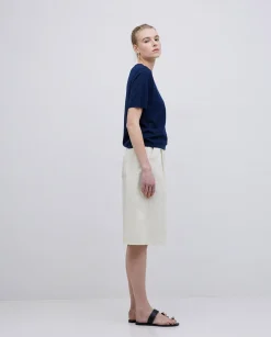 YERSE Bermudas tejido gabardina blanco roto Outlet
