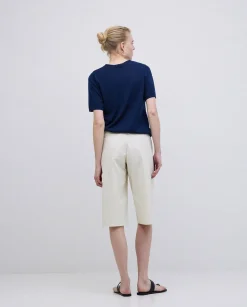 YERSE Bermudas tejido gabardina blanco roto Outlet