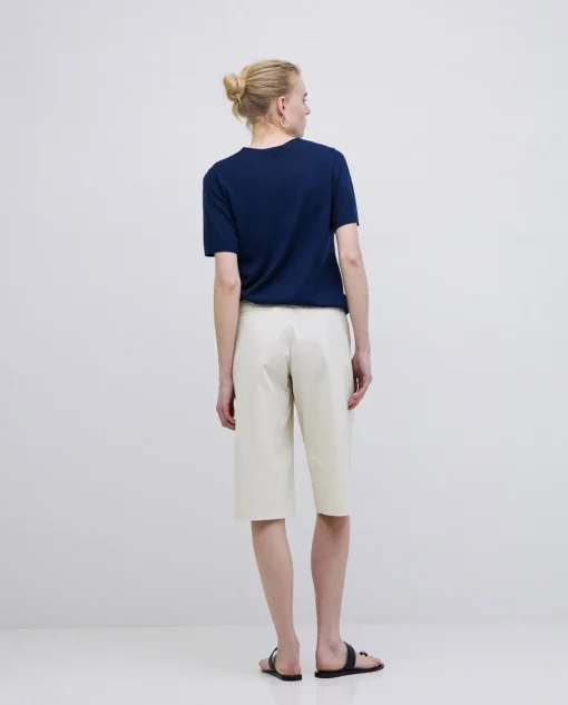 YERSE Bermudas tejido gabardina blanco roto Outlet