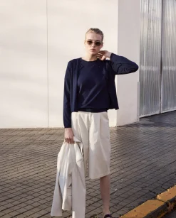 YERSE Bermudas tejido gabardina blanco roto Outlet