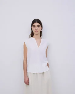 YERSE Blusa bimateria ondas blanco Online