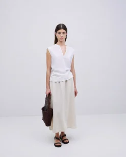 YERSE Blusa bimateria ondas blanco Online