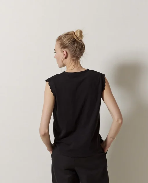 YERSE Blusa bimateria ondas negro Discount