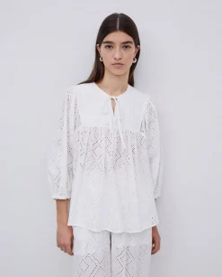 YERSE Blusa canesú acolchado blanco Fashion