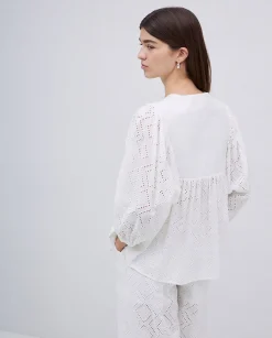 YERSE Blusa canesú acolchado blanco Fashion