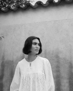 YERSE Blusa canesú acolchado blanco Fashion