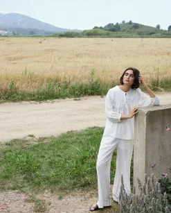 YERSE Blusa canesú acolchado blanco Fashion