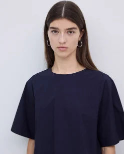 YERSE Blusa de popelín azul oscuro Outlet