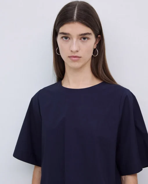 YERSE Blusa de popelín azul oscuro Outlet