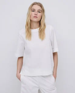 YERSE Blusa de popelín blanco Best