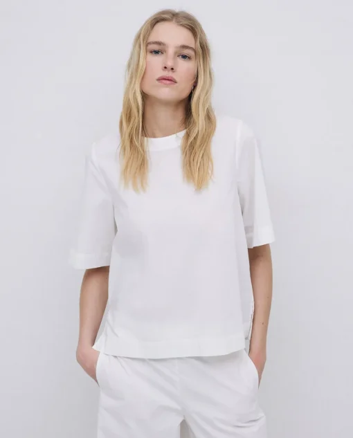 YERSE Blusa de popelín blanco Best