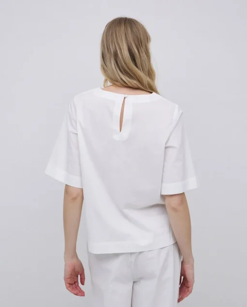 YERSE Blusa de popelín blanco Best