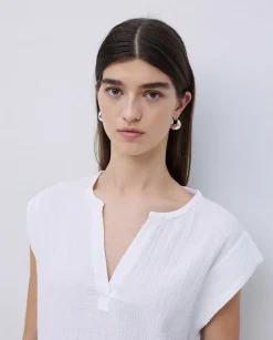YERSE Blusa doble gasa algodón blanco Hot