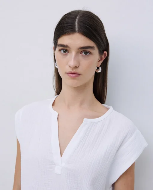 YERSE Blusa doble gasa algodón blanco Hot