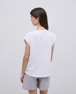 YERSE Blusa doble gasa algodón blanco Hot