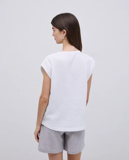 YERSE Blusa doble gasa algodón blanco Hot