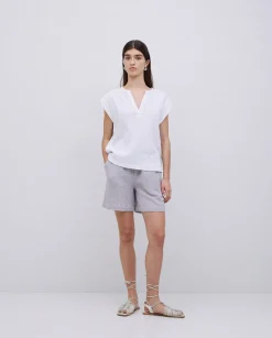YERSE Blusa doble gasa algodón blanco Hot