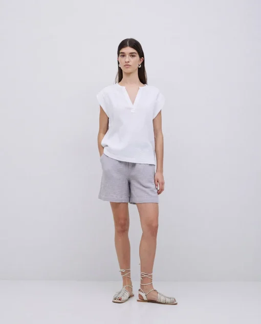 YERSE Blusa doble gasa algodón blanco Hot