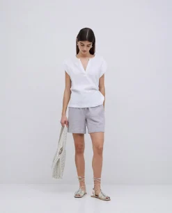 YERSE Blusa doble gasa algodón blanco Hot