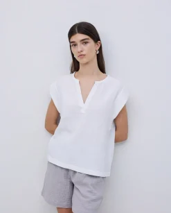 YERSE Blusa doble gasa algodón blanco Hot