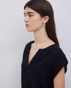 YERSE Blusa doble gasa algodón negro Outlet