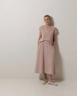 YERSE Blusa doble gasa algodón rosa pálido Fashion