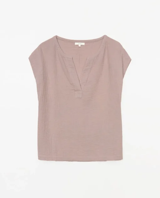 YERSE Blusa doble gasa algodón rosa pálido Fashion