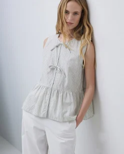 YERSE Blusa lazos sin mangas crudo Online