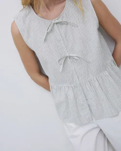 YERSE Blusa lazos sin mangas crudo Online