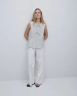 YERSE Blusa lazos sin mangas crudo Online