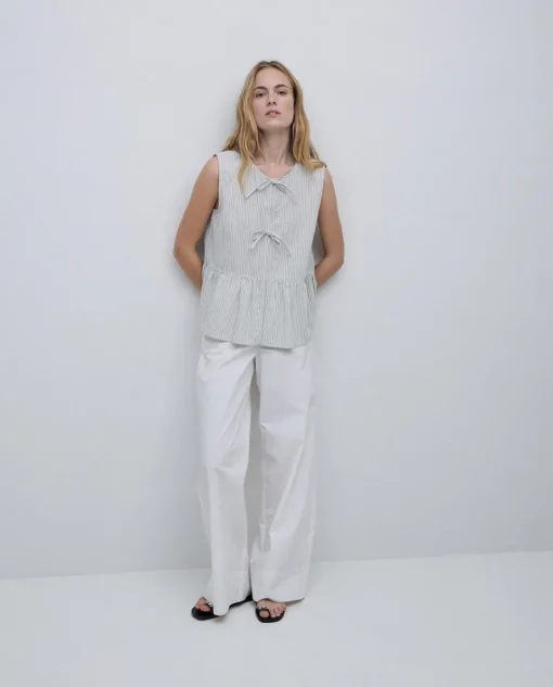YERSE Blusa lazos sin mangas crudo Online