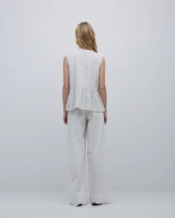 YERSE Blusa lazos sin mangas crudo Online