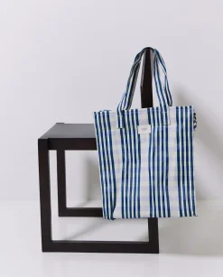 YERSE Bolsa tote cuadros azul Fashion