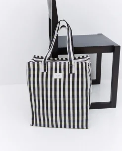 YERSE Bolsa tote cuadros negro Clearance