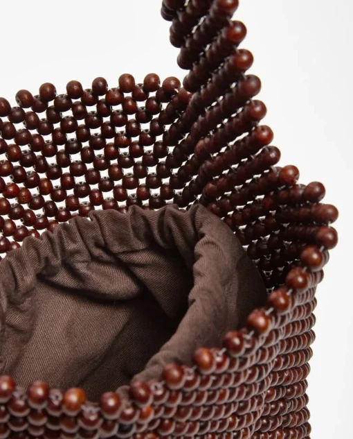 YERSE Bolso abalorios madera chocolate Hot