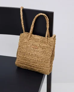 YERSE Bolso bandolera Rafia natural New