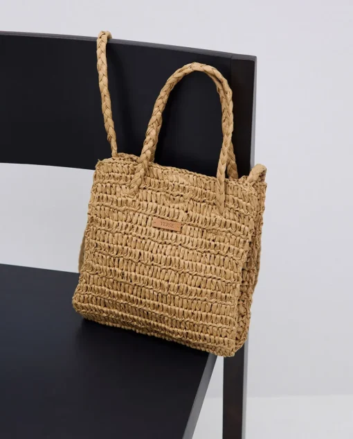 YERSE Bolso bandolera Rafia natural New