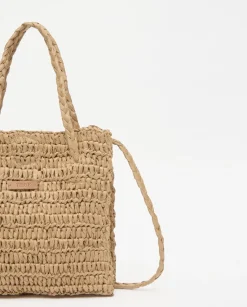 YERSE Bolso bandolera Rafia natural New