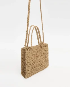 YERSE Bolso bandolera Rafia natural New