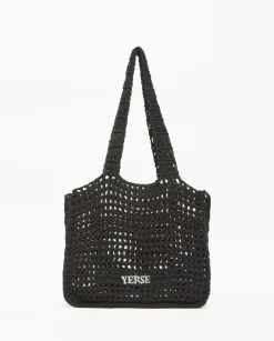 YERSE Bolso handmade macramé negro Sale
