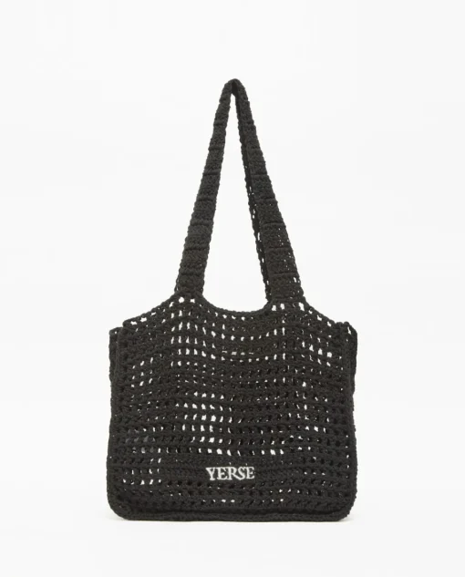 YERSE Bolso handmade macramé negro Sale