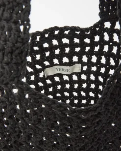 YERSE Bolso handmade macramé negro Sale