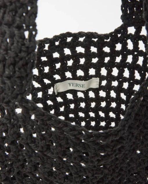 YERSE Bolso handmade macramé negro Sale