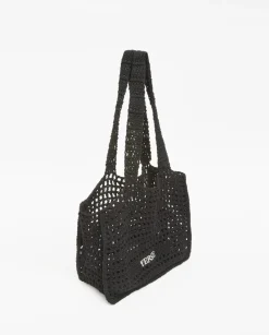 YERSE Bolso handmade macramé negro Sale